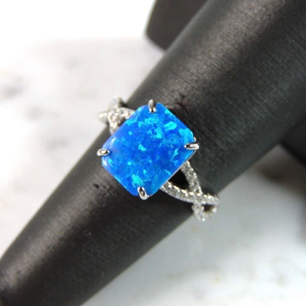 Womens‎ Sterling Silver Modernist Opal Ring